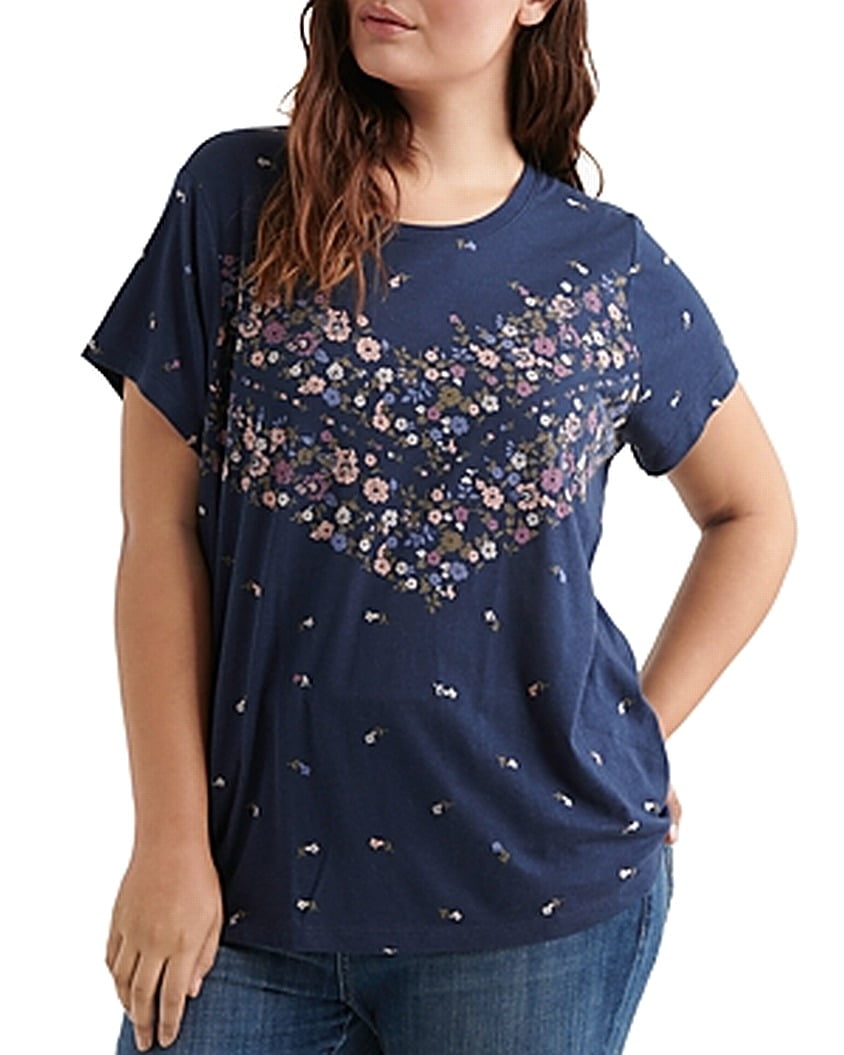 Lucky Brand Womens Knit Top Multi Plus Bandana Print Tee 1X Walmart