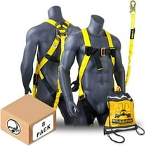 KwikSafety (Charlotte, NC) SCORPION CASE PACK (8 PCS) Safety Harness w/attached 6ft. Tubular Lanyard OSHA ANSI Fall Protection Internal Shock Absorbing Lanyard Construction Carpenter Scaffolding