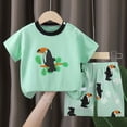 thumbnail image 2 of Ulanda Toddler Boy Summer Outfit Set 2026 2 Piece Short Sleeve T Shirt Top Shorts Sets Cartoon Printed Crewneck Comfortable Outfits (Light Green, 9-18 Months), 2 of 3