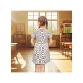 thumbnail image 5 of Sunny Fashion Girls Polka Dot Dresses Short Sleeve V-Neck Knee Length White With Black Dots Retro Casual Summer Daily 4 Years, 5 of 7