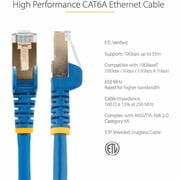 StarTech 25ft CAT6a Ethernet Cable - 10 Gigabit Shielded Snagless RJ45 100W PoE Patch Cord - 10GbE STP Network Cable with Strain Relief - Blue - UL, TIA (C6ASPAT25BL)