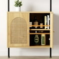 thumbnail image 6 of Vabches 5-Shelf Ladder Bookshelf with Rattan Cabinet, Wall Mounted Bookcases with Open Space Shelf, Natural, 6 of 7
