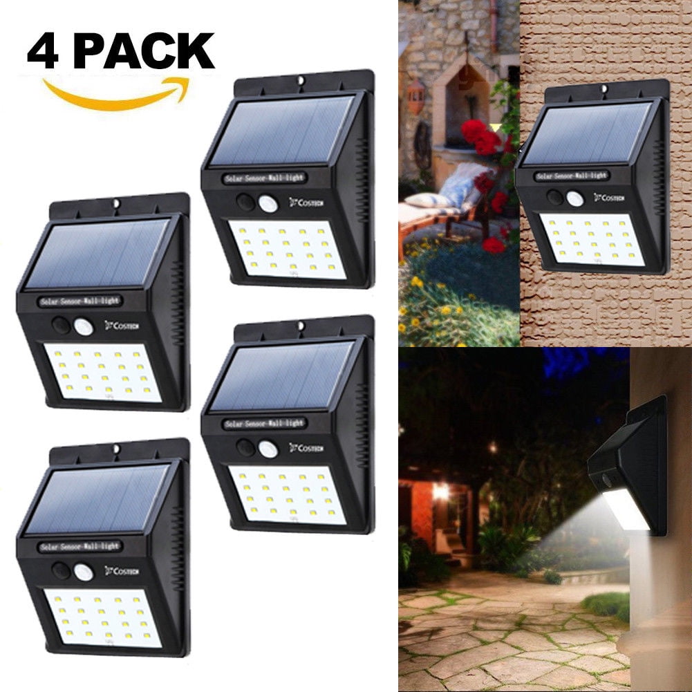 4 Pack 20 LED Outdoor Solar Sensor Wall Light Motion Night Security