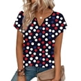 thumbnail image 5 of GNFQXSS Women Print V Neck Short Sleeve Blouse Trendy Flowy Breathable Pullover Top For Street Style Red L, 5 of 7