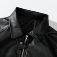 thumbnail image 3 of WREESH Fashion Jacket Men'S Dashion Motorcycle Solid Color Vintage Zipper Pocket Leather Long Sleeved Hooded Jacket Black, 3 of 8