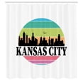thumbnail image 2 of Ambesonne Kansas City Shower Curtain, Cityscape State Name, 69"Wx70"L, Avocado Green Pastel Pink, 2 of 4
