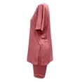 thumbnail image 7 of Tanghaowl Short Sets for Women, Women Casual Solid Round Neck Short Sleeve Summer High Slit Top Shirt Shorts Set Women's Shorts Suit 2 Piece Matching Set Watermelon Red S, 7 of 7