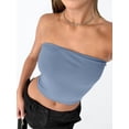thumbnail image 5 of Women'S Tube Tops Strapless Crop Tops Basic Backless Sleeveless Going Out Outfits Summer Clothes Light Blue XS, 5 of 10