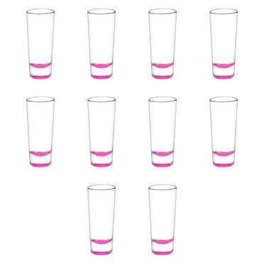 Cordial Shooter Shot Glasses 2 oz. Set of 10, Bulk Pack - Great for Birthdays, Parties, Indoor & Outdoor Events - Pink