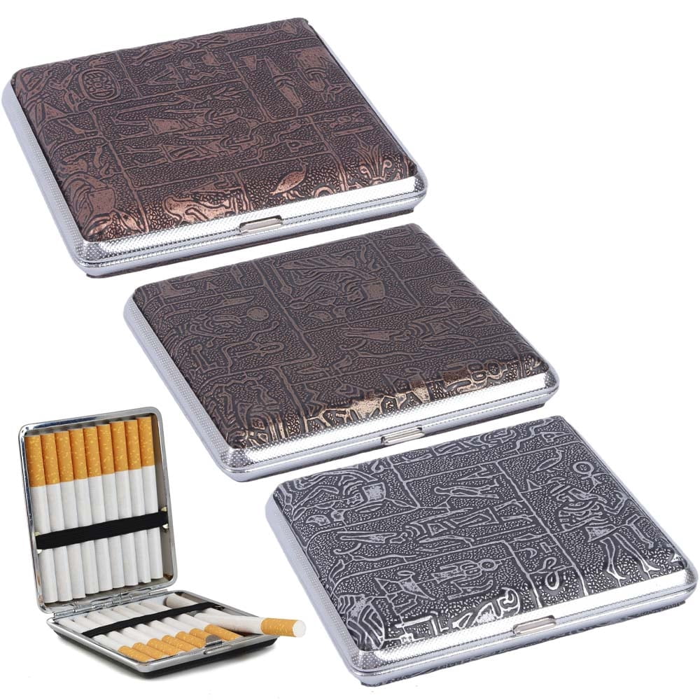 metal cigarette case holds 20 Retro ancient silver cigarette box for medium and coarse cigarettes  dual-purpose medium cigarettes 20/coarse cigarettes 16 cigarettes metal  cigarette box anti-pressure portable
