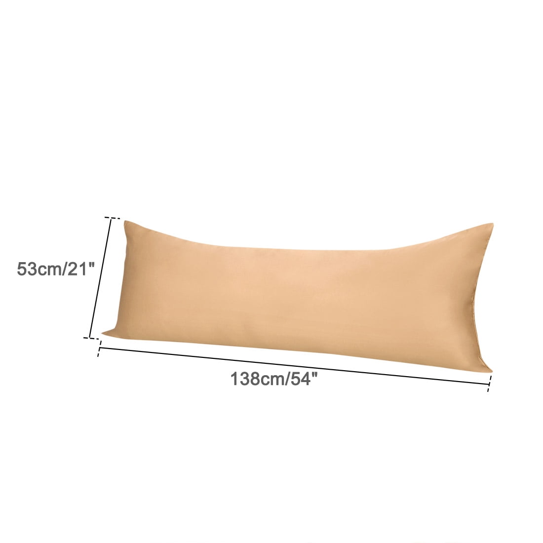 Unique Bargains Silky Satin Zippered Body Pillow Cover, 21" x 54", Caramel