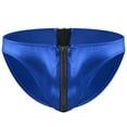 thumbnail image 3 of 2 Pack Satin Underwear for Men with Zipper Up Low Waisted Thongs Briefs Mens Casual Solid Color Breathable High-Cut Stretchy Loungewear Brief, 3 of 8