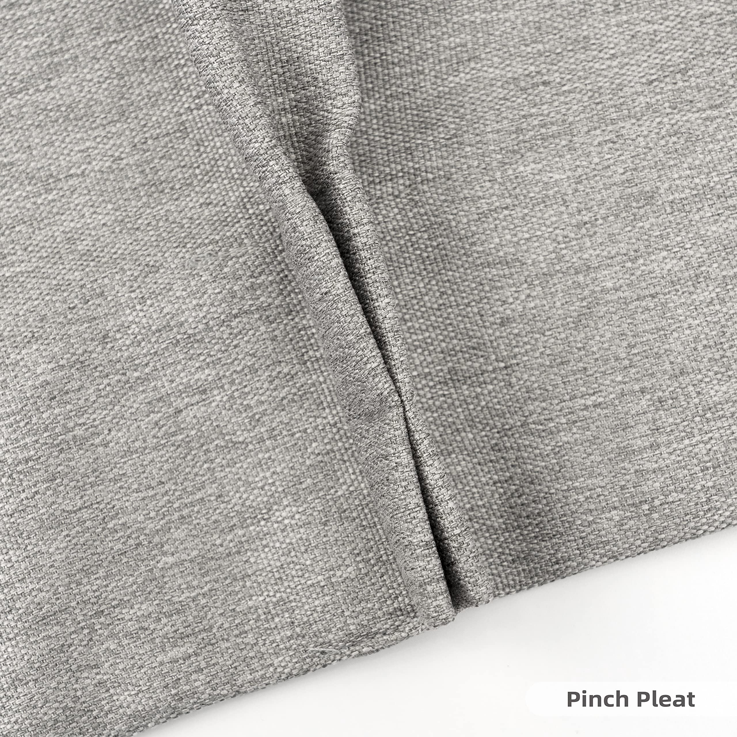 DriftAway Pinch Pleat Valance for Kitchen Window Blackout Faux Linen Textured Solid Gray Valance for Living Room 16 Inch Farmhouse Window Treatment Back Tab 52x16 Gray