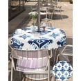 thumbnail image 5 of Boanket Outdoor Tablecloth with Umbrella Hole for Patio/Picnic/Party/Camping, Boho Aztec Blue Waterproof Table Cloth Round Cover Washable, Southwest Geometric Abstract Tribal (Dia 54"), 5 of 7