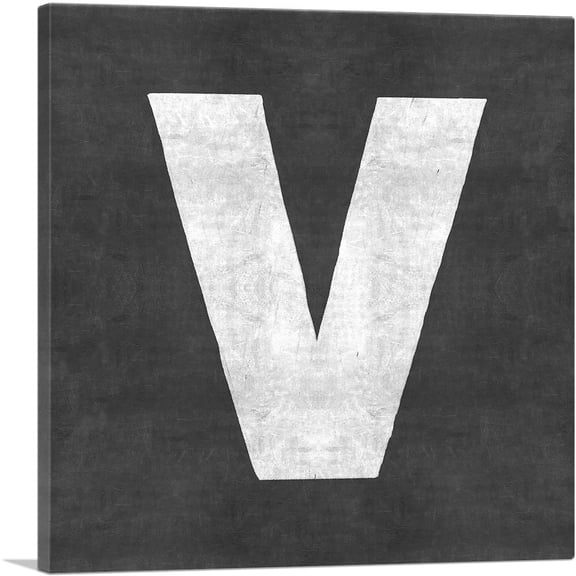 ARTCANVAS Chalkboard Alphabet Letter V Canvas Art Print - Size: 26" x 26" (1.50" Deep)