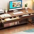 thumbnail image 4 of BALANBO Wooden Kids Desk with Drawers, Extra Long Computer Desk 2 Person Desk, Double Office Desk, Brown, 4 of 7