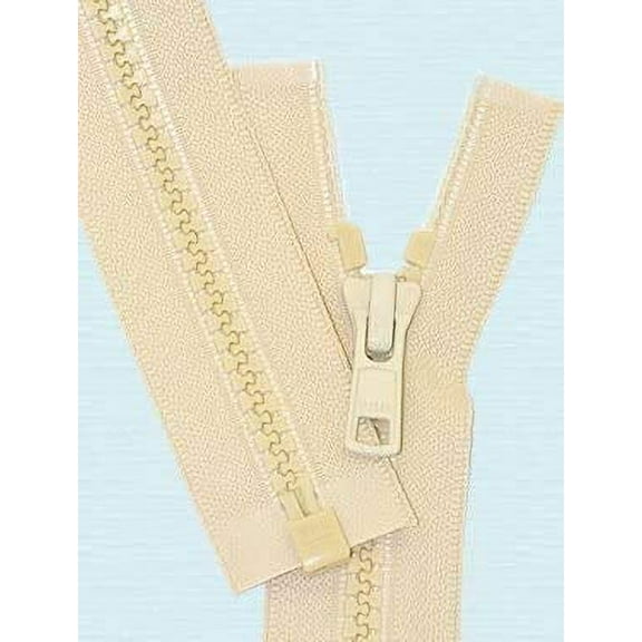 YKK Vislon Zipper, Number #5 Molded Plastic Separating Bottom 14" to 36" Inches - Medium Weight - Light Tan - 551 (2 Zippers/Pack) (25 Inches)