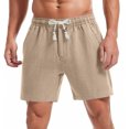 thumbnail image 3 of Men's Summer Cotton Linen Shorts Vintage Loose Fit Drawstring Short Mens Casual Solid Elastic Waist Lightweight Breathable Short Pant, 3 of 8