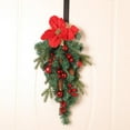 thumbnail image 3 of Christmas Teardrop Swag Artificial Poinsettias Pinecorn Berry Wreath Upside Down Xmas Tree Front Door Fireplcace Home Holiday Decoration, 3 of 7