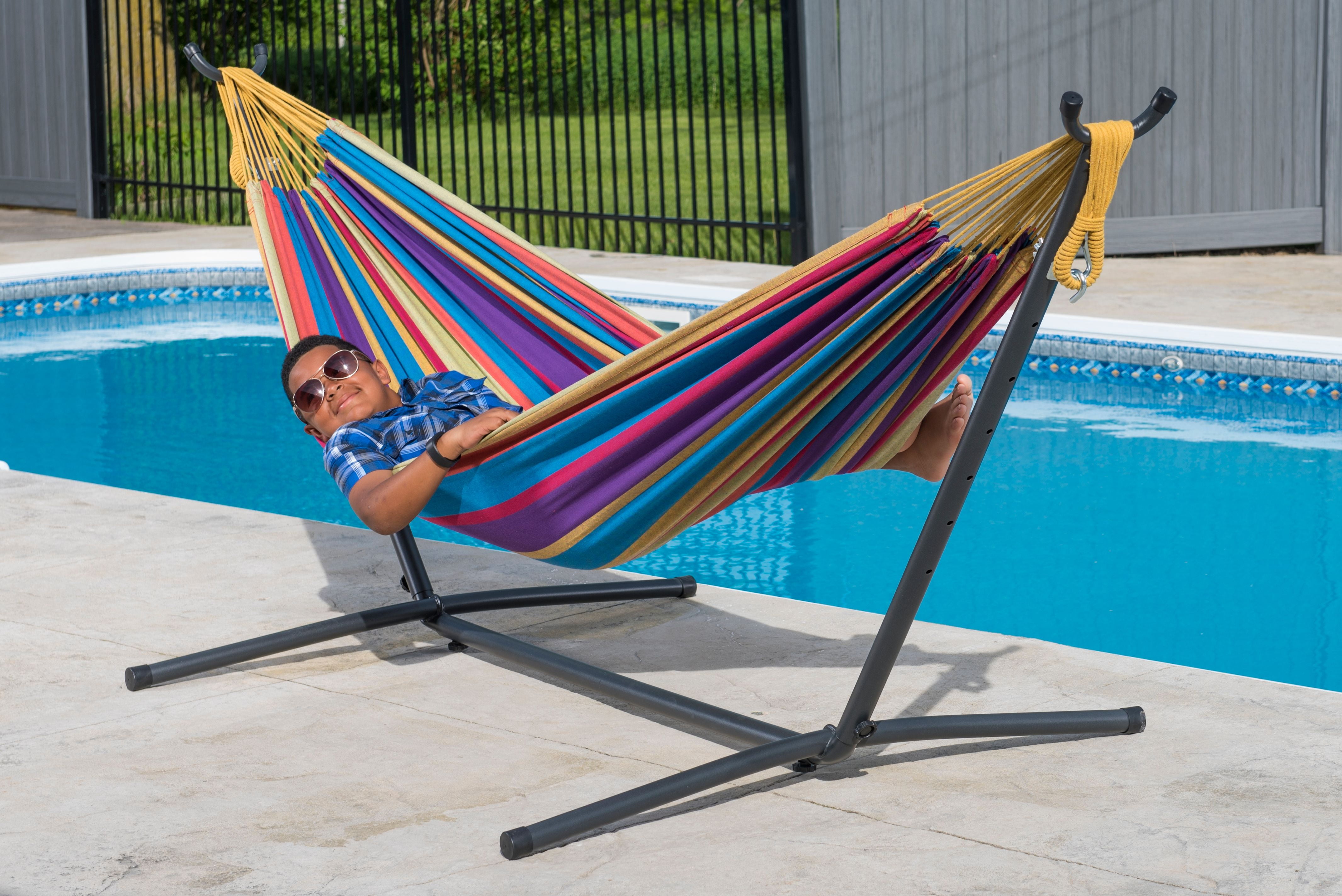 Vivere Double Hammock With Stand Combo Tropical
