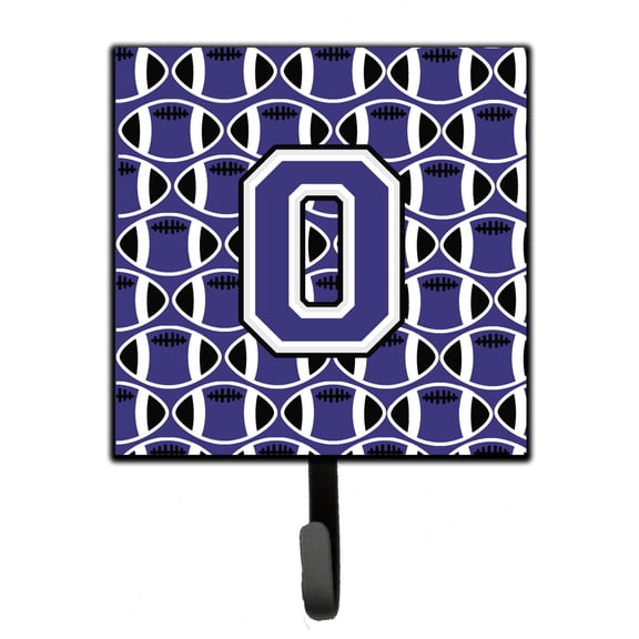 Letter O Football Purple and White Leash or Key Holder