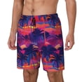thumbnail image 2 of Balery Retro Palms Mens Swim Trunks Swim Shorts for Men Quick Dry Inseam Beach Shorts with Compression Liner Pocket-, 2 of 9