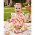 thumbnail image 4 of 2T Baby Girls Clothes 3T Girls 2PCS Floral Outfits Set Toddler Girls Long Sleeve Flower Top Stripe Pants Clothing Set Yellow, 4 of 6