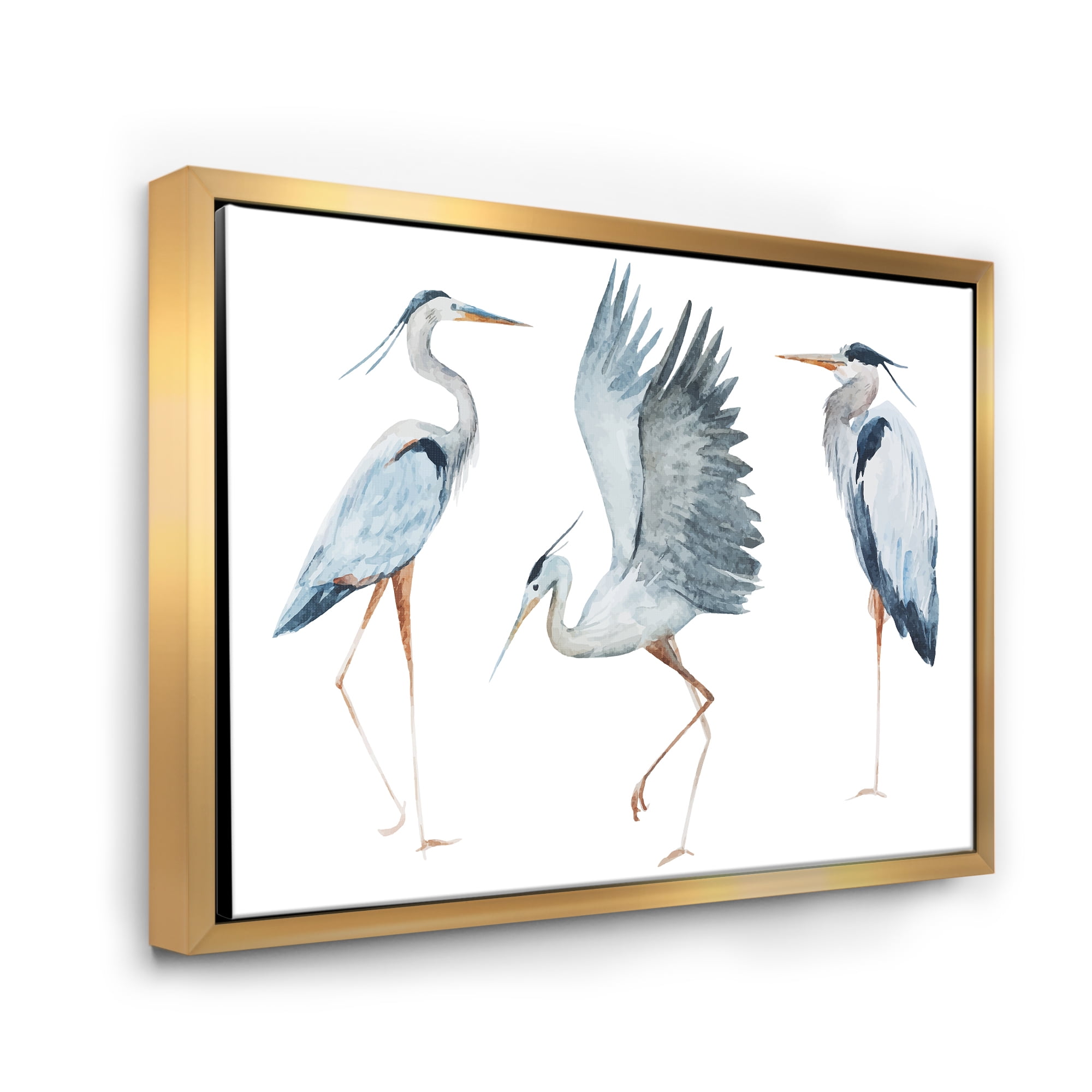 DiaNocheDesigns Heron Framed On Canvas by Brazen Design Studio Painting