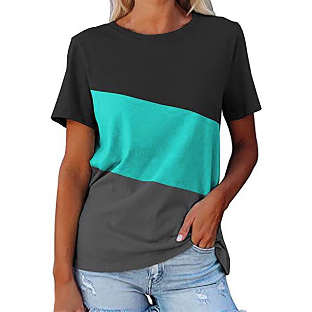 SMihono Hauts pour Femmes Été Décontracté Mode T-shirt Imprimé à Manches Courtes Col Rond Oversize