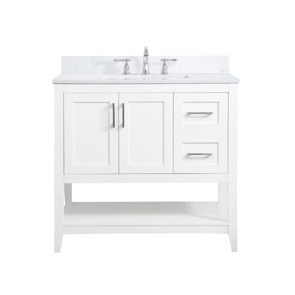 Elegant Decor Aubrey 36" MDF Single Bathroom Vanity with Backsplash in White