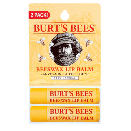 Burts Bees 100% Natural Moisturizing Lip Balm, Beeswax, 2 Tubes in Blister