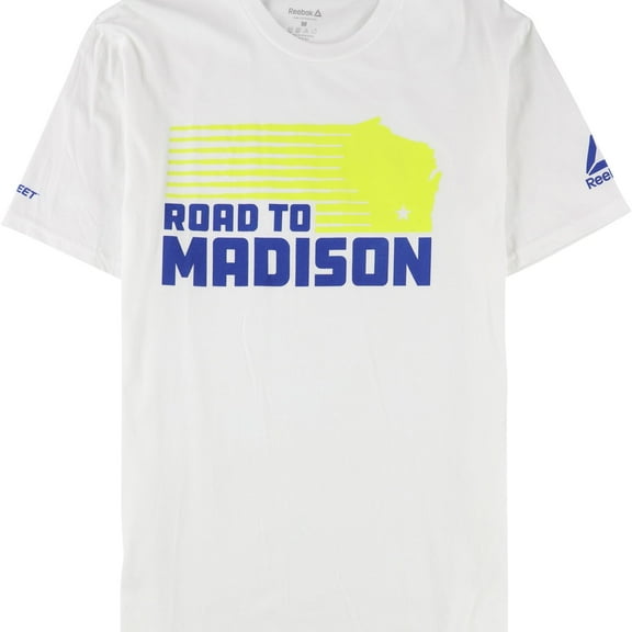 Reebok Mens Road To Madison Graphic T-Shirt, White, Medium