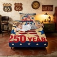 thumbnail image 5 of Manfei Vintage US Flag Stars Twin Sheets, Patriotic 250 Years Print Bedding, Multicolor, Navy Reversible 3pcs (1 Flat Sheet, 1 Fitted Sheet and 1 Pillowcase), 5 of 6
