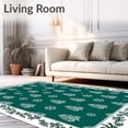 thumbnail image 2 of ODIKA 3'x5' Machine Washable Non-Slip Area Rug, Festive Pine Cone Snowfall Bath with Holly Border Design High Traffic Rug with Pad, Green, 735593, 2 of 8