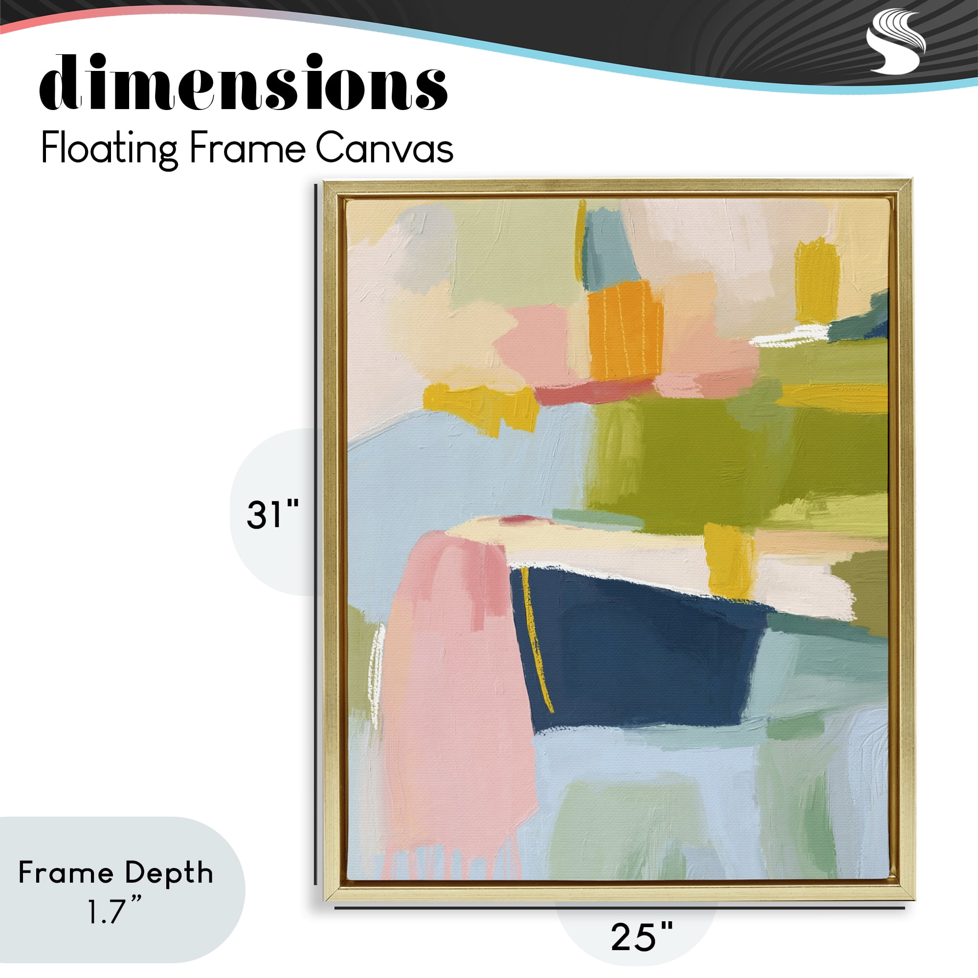 Stupell Industries Pastel Wonder Brushstrokes Gold Framed Floater Canvas Wall Art, design by Lisa Nohren