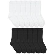 Top Flite Mens Socks, Sport Cushion Ribbed Cotton Athletic Crew Socks, 6 Pair