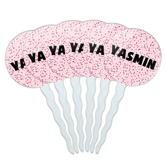Yasmin Cupcake Picks Toppers - Set of 6 - Pink Speckles