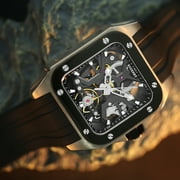 Boderry Skeleton Watches Mens Square Titanium Automatic Mechanical STORM Luxury Clock 100M Waterproof Mechanical Watch For Men
