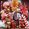 thumbnail image 2 of Juego de globos navideños con forma de bastón de caramelo, globo de película de aluminio, rojo, dorado y blanco, cadena de globos para Año Nuevo, juego de decoración de corona y arco, 2 of 5