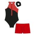 thumbnail image 6 of YONGHS Kids Girls Shiny Gymnastics Leotard with Athletic Shorts Hair Band Set Tracksuit Ballet Dance Outfits Unitard Red 16, 6 of 7