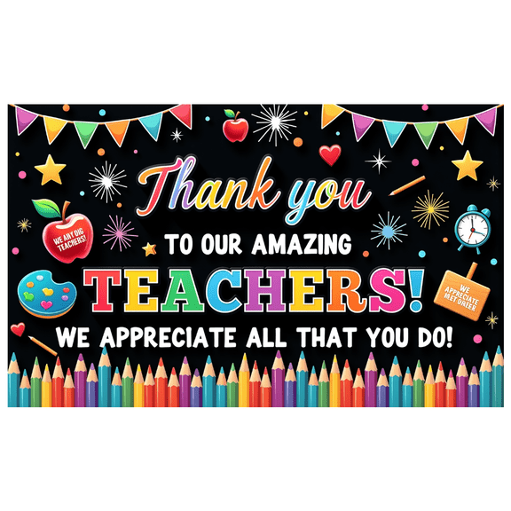 Colorful Design Teacher Appreciation Banner Educational Celebration School Decor for Teacher's Day Classroom Decoration Staff Recognition