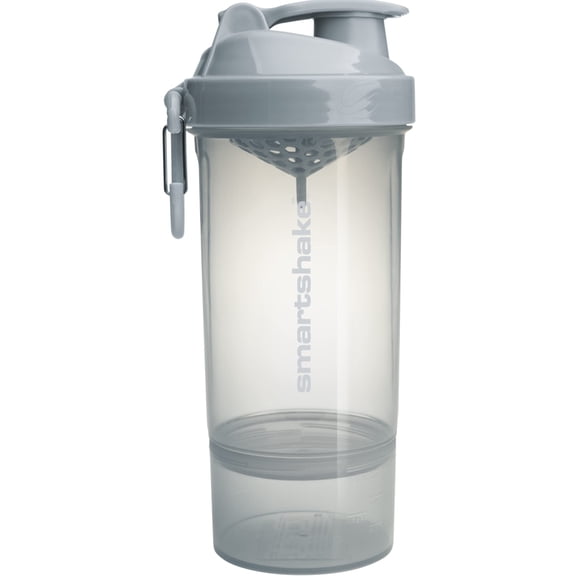 Smartshake O2GO ONE Botella Coctelera de Proteínas de Plástico 600 ml | 20 oz - Tapa roscada a prueba de fugas - Sin BPA - Unisex - Gris niebla