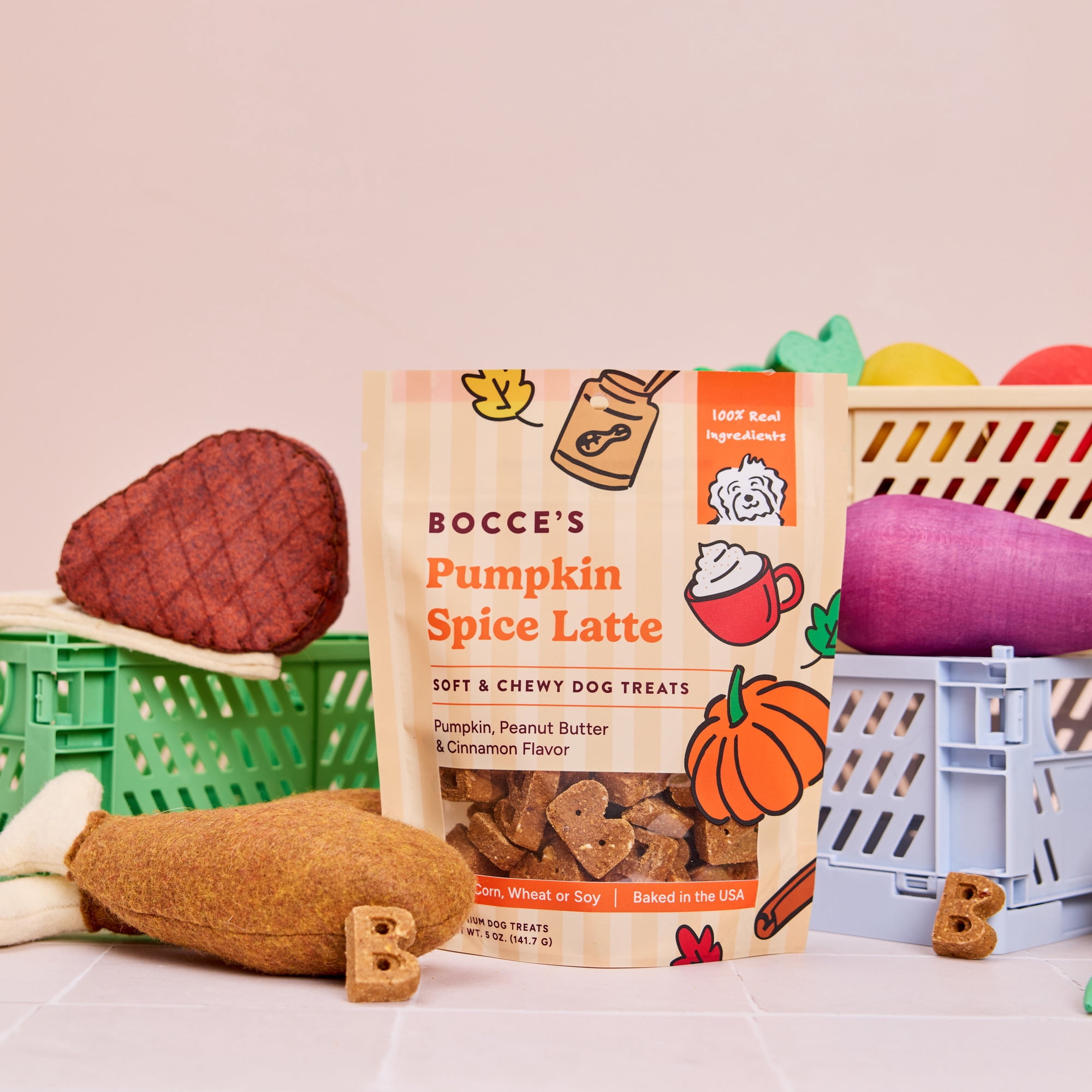 Bocce's Bakery Soft & Chewy Pumpkin Spice Latte Soft Treats for Dogs, 5oz Bag