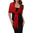 thumbnail image 1 of Chales y envolturas para mujeres Inspire Chic para vestidos de noche, brillante, chispeante y elegante con hebilla 74.8x17.7" (LxA) Burdeos (Rojo), 1 of 6