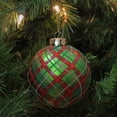 thumbnail image 2 of 3.25" Holiday Moments Red, Green & Gold Plaid Glass Ball Christmas Ornament, 2 of 2