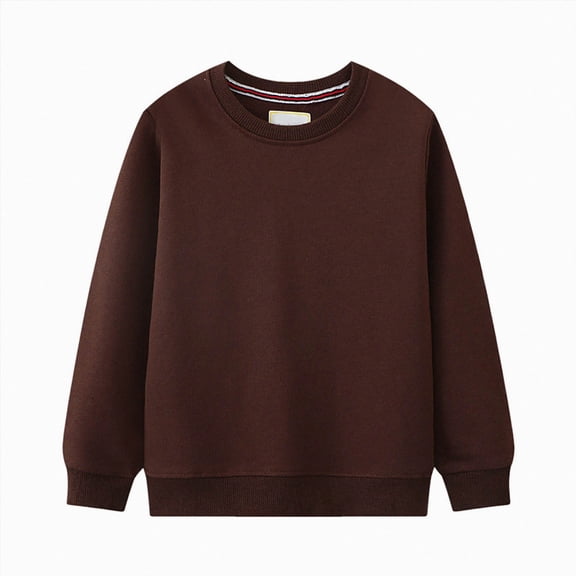 WUANDIXFA Toddler Crewneck Sweatshirt 2T 3T 4T 5T 6T 7T Boys Sweatshirts Long Sleeve Crewneck Pullover Shirt Kids Fashion Fall Winter Sweater,Coffee,2 Years