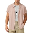 thumbnail image 2 of Bxsruta Men's Summer Casual Short Sleeve Button Front Shirt Lightweight Breathable Polyester Spandex, 2 of 7