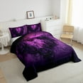 thumbnail image 3 of Manfei Heart Print Flower Queen Comforter Set,Spider Webs Bedding Sets,Puprle Black Bedding Comforter Set For Girls,Microfiber Bedroom Decor Reversible,3-Piece, 3 of 8