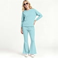 thumbnail image 2 of Splozh Little Girls Clothes 2Pcs Girls 2 Piece Set Fall Spring Outfits Lounge Sets Long Sleeve Top Wide Leg Pants Sweatsuit Clothing Set Mint Green,11-12 Years, 2 of 6