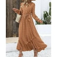 thumbnail image 3 of FreshPretty Womens Boho Cocktail Maxi Dress Fall Fashion V Neck Long Sleeve Swiss Dot Flowy Slit Wedding Guest Dresses, 3 of 6